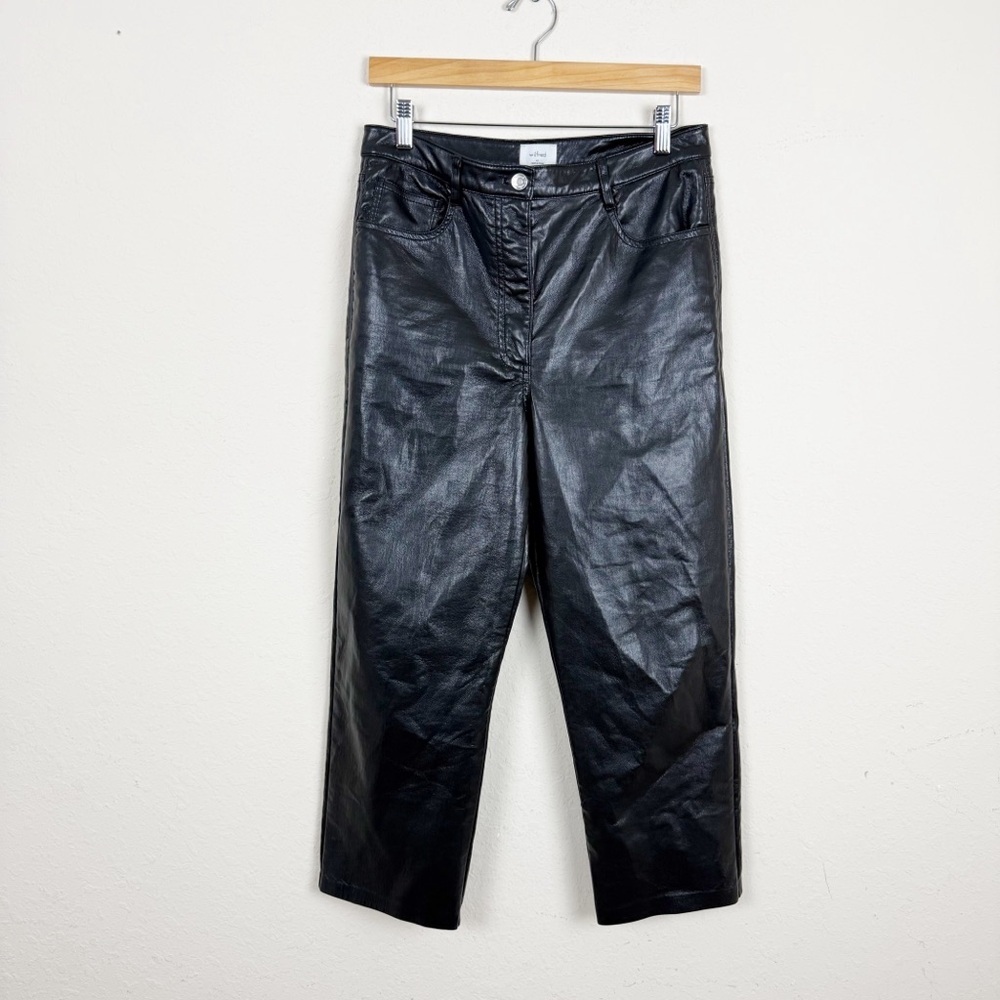 Aritzia Wilfred Black Faux Leather Straight Leg Pants Size 10